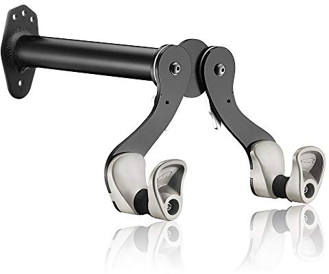 Ibera IB-ST4 - Colgador percha de pared horizontal, individual, para bicicleta, ángulo de 45° ajustable, color negro