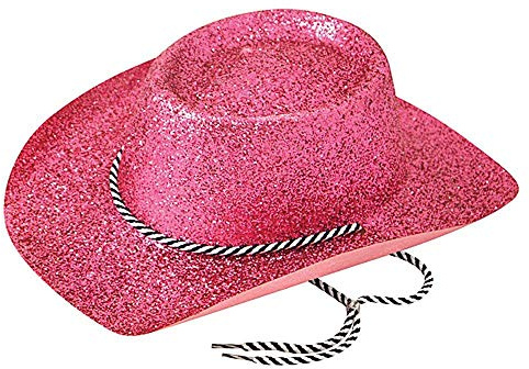 Bristol Novelty Glitter Pink Cowboy Plastic Hat, Adult Fancy Dress, Halloween