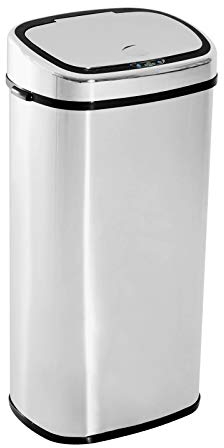 HOMCOM Sensor Mülleimer 68L Automatik Mülleimer mit Bewegungssensor, Wasserdichter Abfalleimer für Büro, Schlafzimmer, Küchen Edelstahl Silber