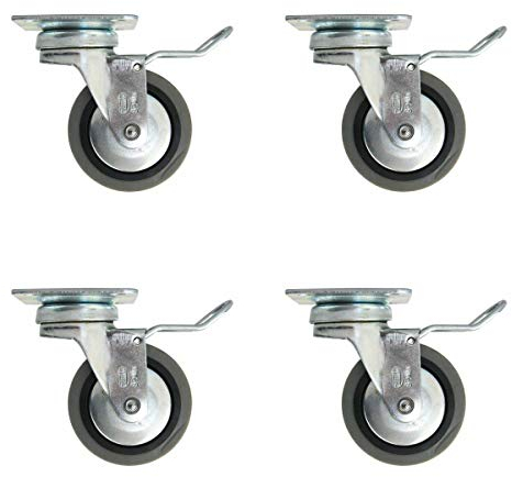 Möbelrollen 4er Set ø 60mm Hartgummirollen inkl. Bremse und Anschraubplatte