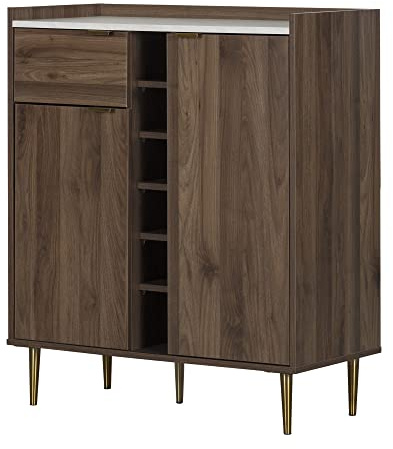 South Shore Hype Buffet with Strorage-Natural Walnut and Faux Carrara Marble