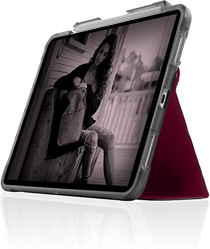 STM Bags Studio Case Folio Schutzhülle für Apple iPad Pro 12,9 (2020 & 2018) - dunkelrot/transparent [Transparente Rückseite I Standfunktion I Wake/Sleep I Apple Pencil Fach]