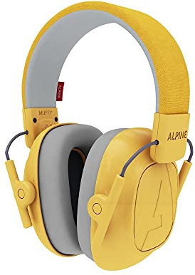 Alpine Muffy Protectores de Oído para Niños de 5 a 16 Años – Cascos Antirruido – Protección Auditiva Cómoda – Banda Ajustable – Amarillo