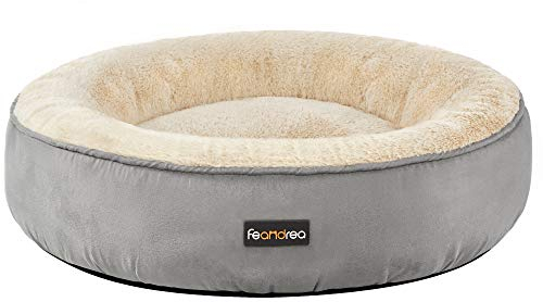 Feandrea Hundebett, Katzenbett, Donut, Ø 60 cm, hellgrau PGW060G01