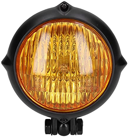Motorcykelstrålkastare, 4,8 '' Universal 12V 55W Vintage Round Yellow Lamp Modification Motorbike Front Light