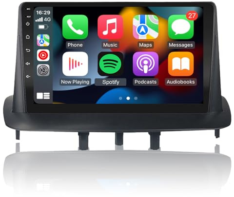 EZoneTronics Android 13 Autoradio per Renault Megane 3 2009-2014 con Carplay Android Auto TouchScreen Navigazione GPS Bluetooth Wi-Fi USB Funzione schermo diviso SWC FM/RDS Radio 2G RAM 32G ROM