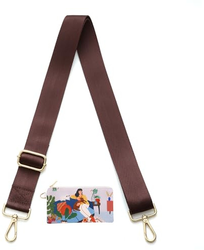 Senral Correa de Hombro Universal Ajustable Reemplazable con Patrón de Raya, Correa de Bolso Intercambiable Mosquetón (Brown Strap)