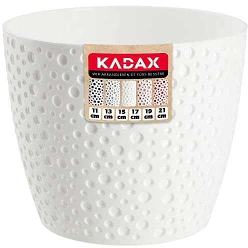 KADAX Flower Pot in plastica, ⌀ 11-21 cm, 5 colori, vaso semplice, robusto pentola vegetale, fioriera, protezione della pentola di fiori rotonda per felce (⌀ 11 cm, bianco)