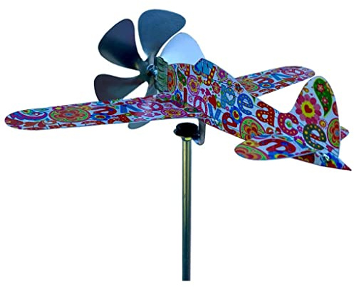 Aereo banderuola girandola segnavento modello Peace&Love, in Acciaio Inox su cuscinetti a sfera, Prodotto in Italia
