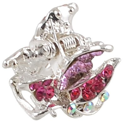 Ruilogod Decor de la tête Decor Fuchsia rose strass laisse ornement clip métallique argenté