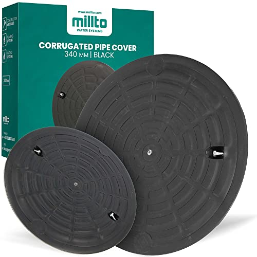 Millto™ Copertura ondulata per pozzetti in plastica, diametro DN340, colore nero, PP, coperchio per tubo di scarico e cisterna, Kl.A15, carico fino a 1,5 t