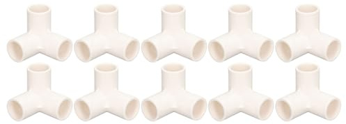 10 STÜCKE 3-Wege-Rohrverschraubungen PVC-Rohrverbinder 3-Wege-Rohrverschraubungen PVC-Kunststoff-T-Stück Winkel-Eckverbinder 25 Mm Innendurchmesser (Weiß)