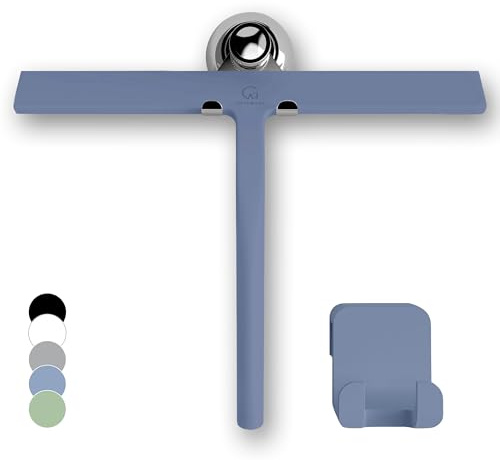 GÜTEWERK, Tergivetro per porte in vetro da doccia, in gomma, per la pulizia delle finestre, blu, 28 cm