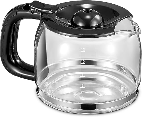 Yabano Caffettiera in vetro con coperchio in plastica, accessorio per macchina da caffè Yabano Household, 1,5 l, lavabile in lavastoviglie, colore: nero