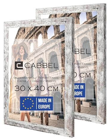 CABBEL Doppelpack (2er Set) Bilderrahmen 30x40 cm, Birke, stabiles MDF-Holz Rahmen, bruchsicherem Plexi-Glas, zum Aufhängen, ideal für Fotos/Bilder/Collage