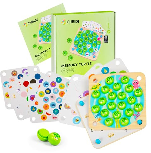 CUBIDI® Memory - Süßes Schildkröten Memory für Kleinkinder⎥ Montessori Spielzeug aus Holz⎥ Fördert motorische Entwicklung & Gedächtnis⎥ Holzspielzeug für Jungen und Mädchen ab 3 Jahre