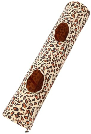 FRCOLOR Tunnel pour Chat Pliable Léopard 50 Pouces Jouet Tunnel De Jeu Interactif avec Papier Sonore Et Balle pour Chats Et Petits Animaux