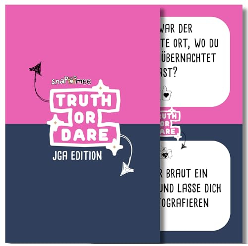 Wahrheit oder Pflicht JGA Edition by snaPmee - Truth or Dare Spiel zum Junggesellenabschied Frauen - 30 Karten mit Pflicht-Fotoaufgaben für Braut & Team Bride