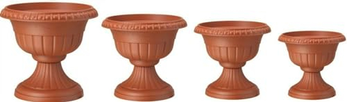 pokm toolsmarket - ⌀35cm Pflanzkübel Pflanzpokal, dekorative Amphore, Pflanzgefäß Schale Vase Topf auf Fuß, Farbe Anthrazit, Blumentopf Roma No. V