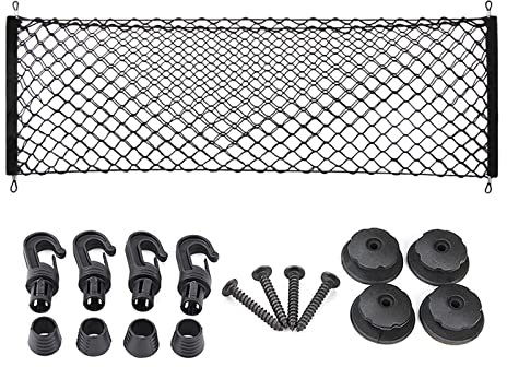 Xuanqingyi Store 90 * 30 cm schwarzes Umschlag-Stil-Auto-Heckkoffer-Netz mit 4 Schlaufen, doppelte Schichten, Ladungssicherung, Auto-Netz, Aufbewahrungstasche