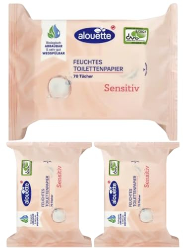 Alouette Classic feuchte Toilettentücher Sensitiv Feuchttücher 70 Stück x 3 Packs