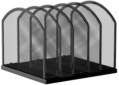 Gawerk 5-Section Vertical Desktop Organizer, 5-Section Mesh File Folder Stand Sorter for Office Home Classroom Organization (1, Black)