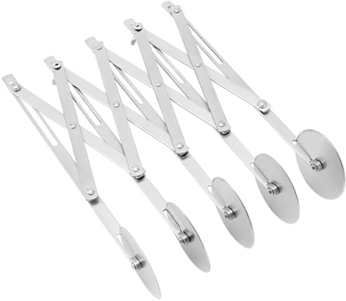 QWORK 5-Wheel Adjustable Pastry Cutter, Stainless Steel Pizza Divider, Expandable Multi-Round Baking Roller/Divider for Cookie, Dough, Cake, Pastry
