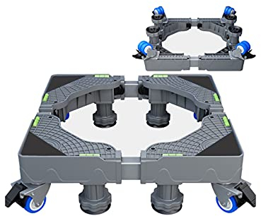 ZGPjubilant Washing Machine Stand Base Movable Adjustable Base 4×2 Locking Wheels Washing Machine Dryer Stand Pedestal Telescopic Length/Width 40-68cm Base for Air Conditioner Fridge Freezer D