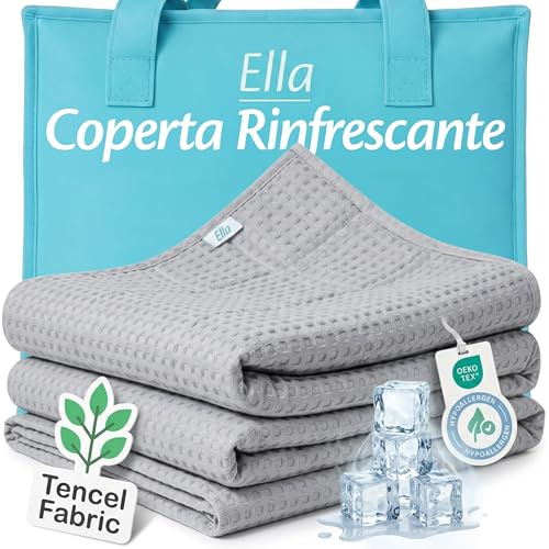 Ella Kühlende Decke, Atmungsaktive Cooling Sleep Decke, Tencel-Stoff und umweltfreundliche Kühldecke für Menschen, Kühldecken zum Schlafen, Oeko-TEX-zertifizierte dünne Sommerdecke 135x200 - Hellgrau