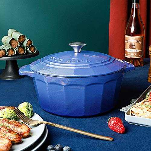Pentola Cucina, casseruola in ghisa Smaltata con Coperchio, pentola 25 cm, Padella Antiaderente, multicooker, può Essere utilizzata marinare, Cucinare conservare Il Cibo, 4L
