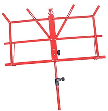 Klappbarer Notenständer aus Metall, Rot, Verstellbar | Mehrwinkel Sicht, Halterung für Gitarrenteile und Zubehör, Kompaktes Design für Leichten Transport