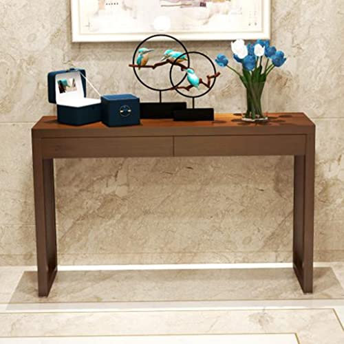 Mesa Consola, Mesa Sencilla Familiar, Mesa Consola de recibidor, Tablero de Madera Maciza, 2 cajones y 1 Estante, para la Entrada de la Sala de Estar y el Dormitorio (Color: Nogal, tamaño: 1