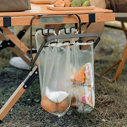 Soporte Plegable para Bolsas de Basura, Ranuras Cóncavas y Convexas, Soporte para Bolsas de Basura, Plancha Portátil para Uso en Exteriores (BLACK)