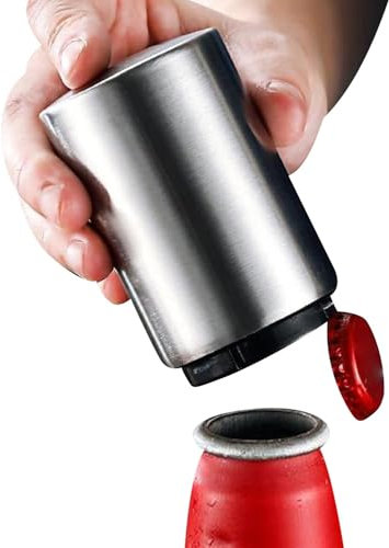 Abridor de cerveza automático, herramienta para abrir tapas de tarros,Recogedor magnético portátil de tapas de tarros - Herramienta de apertura de botellas sin daños a la tapa para hombres, novios,