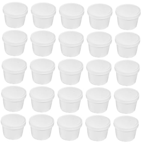 MAGICLULU Cuencos de Papel Desechables para Helado 25 Piezas Blancos Tapa, a Prueba de Fugas y Multifuncionales para Actividades Familiares y Reuniones Amigos