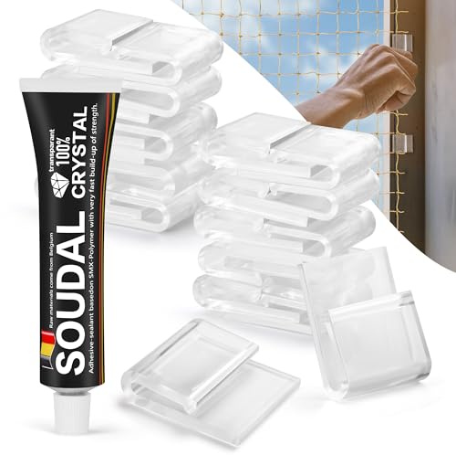 HezzLuv 30 Klebehaken für Katzennetz, 40ml Silikonkleber, Transparent | Zur Befestigung von Katzennetzen an Balkon, Fenster & Wand, ohne Bohren, wetterfest & UV-beständig, Netz nicht enthalten