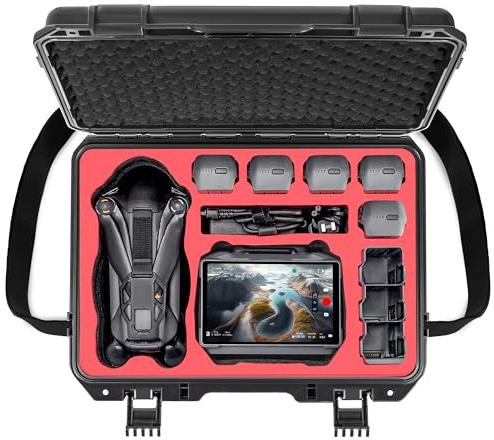 Wasserdichter Hartschalen Koffer für DJI Mavic 4 Pro Fly More Combo, passend für DJI RC 2/ RC Pro 2, bis zu 9 Akkus, Ladestation, Filter und weiteres Drohnenzubehör (nur Koffer)