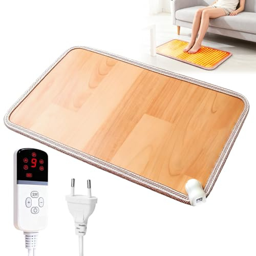 Esterilla calefactable para pie: 30 x 50 cm, calentador de pies, calentador de pies eléctrico con 10 niveles de temperatura, cristal de carbono, suelo con interruptor de pie, alfombrilla calefactora