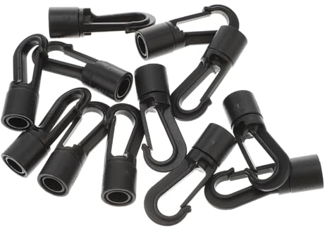 DIYEAH 25 pezzi Ganci in Plastica per Corda Elastico Nera Terminali per Fissaggio Bungee Cord per Campeggio Kayak e Barca Resistenti e Leggeri