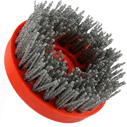 MiJunHD 4inch Angle Grinder Cleaning Brush Nylon Silicone Carbide Circular Antique Abrasive Brush Stone Polishing for Granite Marble(M14 Thread, Grit 46)