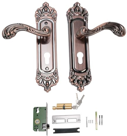 Tomotago Levier de Porte d'Entrée avec Serrure à Clés Universel, Poignée en Alliage d'Aluminium Silencieuse Style Européen Panneau Renforcé Poignée Épaissie