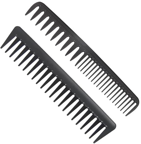 Hair Comb, Hairdressing Combs Set, 2 PCS Wide & Fine Tooth Combs, Heat Resistant & Anti-Static Hair Cutting Comb, Barber Salon Hair Styling Combs for Men Women Long Wet Thick Curly Detangling