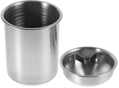Posacenere Portatile in Acciaio Inox Argento con Coperchio | Posacenere Antivento Portatile, Portacenere per Auto, Design a Imbuto per Uso Ufficio