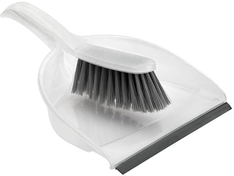 Dustpan and Brush Set Soft Bristle Hand Brush with Plastic Dust Pan | Lightweight Cleaning Set for Kitchen Home Office Floor Dust Sweeping Tool Kit Household Use Cleaning Set (Grey)