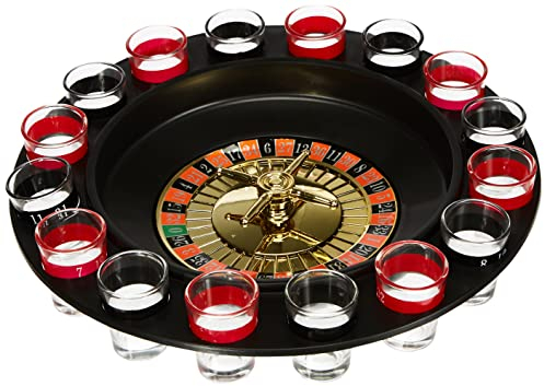 Out of the blue 79/3988 - Kunststoff-Trinkspiel, Roulette mit 16 Gläsern und 2 Kugeln, Circa 30 cm, Schwarz-rot