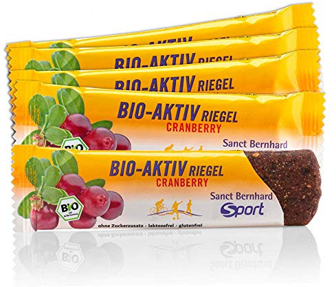 Sanct Bernhard Sport Bio-Aktiv-Riegel Cranberry | Rohkost Fruchtriegel | Energie zum Radfahren, Laufen & Ausdauersport | 11x 40g