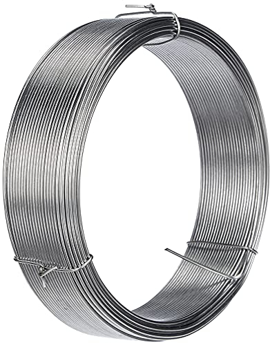 Merriway BH00325 Galvanised Coated Garden Wire, 1.25mm Metres (162.5ft) 16 Gauge 3/64 inch Thickness, Grey, 1.25 mm x 50 m