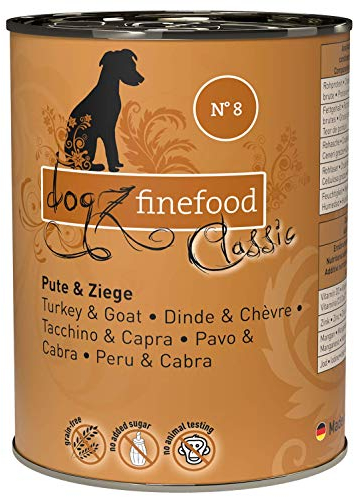 dogz finefood hundfoder våt – N° 8 Pute & get – finkostnad våtfoder för hundar och valpar – fri från frakt och socker – hög kötthalt, 6 x 800 g burk