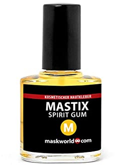 Maskworld Mastix Hautkleber Pinselflasche 10ml - Kleber für falsche Bärte, Haare, Elfen-Ohren - Theater, Film, Make-Up Artists, LARP, Halloween