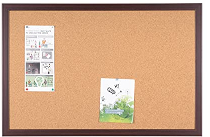 Bi-Office Earth Prime - Tableau d'Affichage en Liège avec Cadre en MDF, Mérisier, 90 x 60 cm